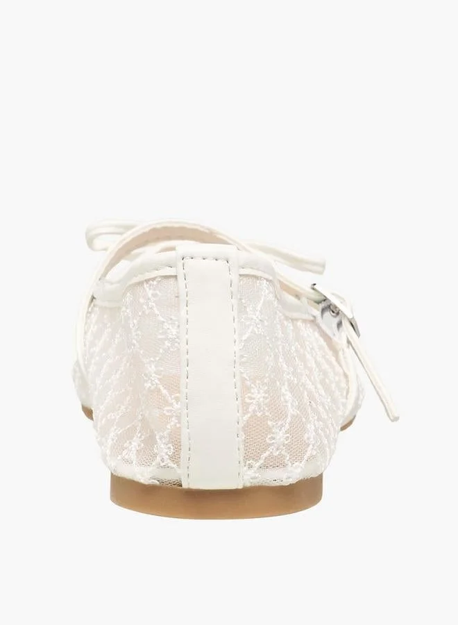 Celeste WHITE Women Bow Detail Mesh Mary Jane Shoes for Women | Best Price UAE