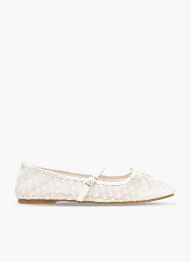 Celeste Women Bow Detail Mesh Mary Jane Shoes