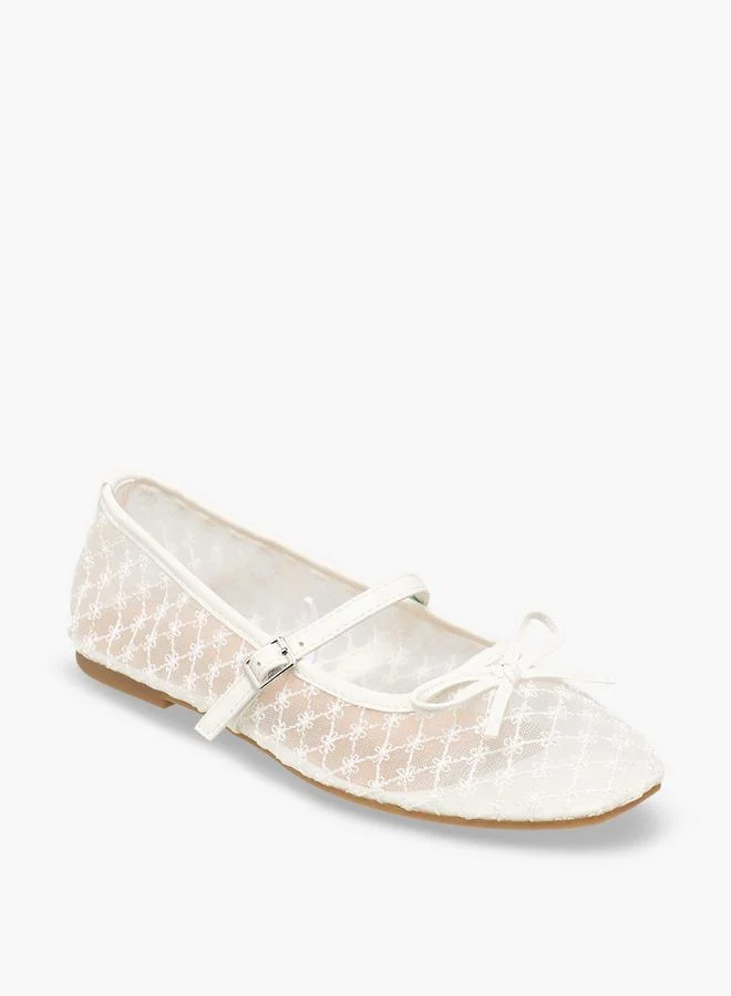 Celeste Women Bow Detail Mesh Mary Jane Shoes