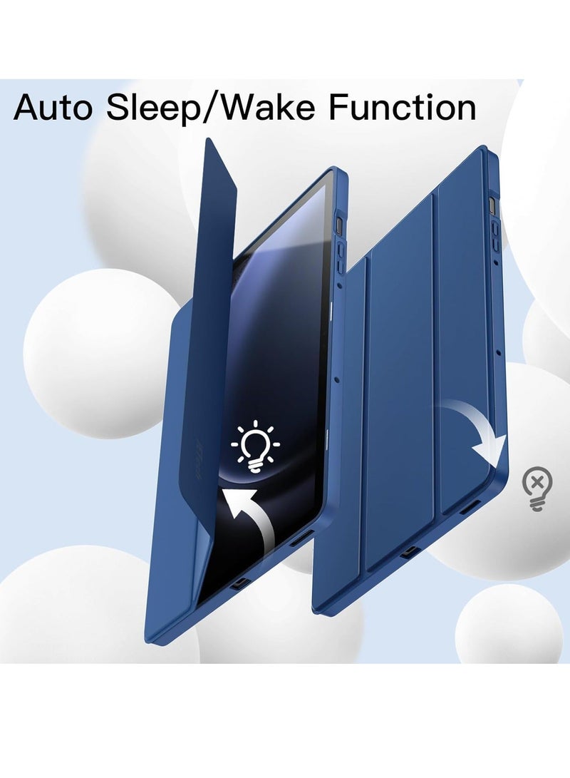 Raxoom Case for Tab S9 FE 10.9-Inch with S Pen Holder - Soft TPU Tri-Fold Stand Protective Tablet Cover, Supports S Pen Charging, Auto Wake/Sleep - Navy Blue - Image 4