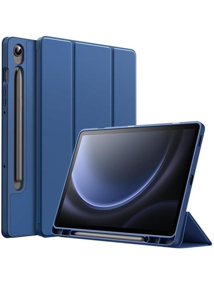 Raxoom Case for Tab S9 FE 10.9-Inch with S Pen Holder - Soft TPU Tri-Fold Stand Protective Tablet Cover, Supports S Pen Charging, Auto Wake/Sleep - Navy Blue - Image 1