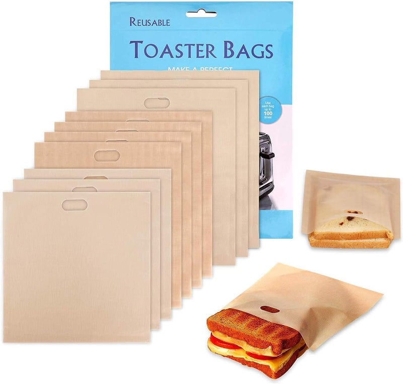 10 Toaster Bags Reusable grilled cheese bags Non Stick Toaster Bag for Sandwiches Chicken Nuggets Panini and Garlic Toasts
