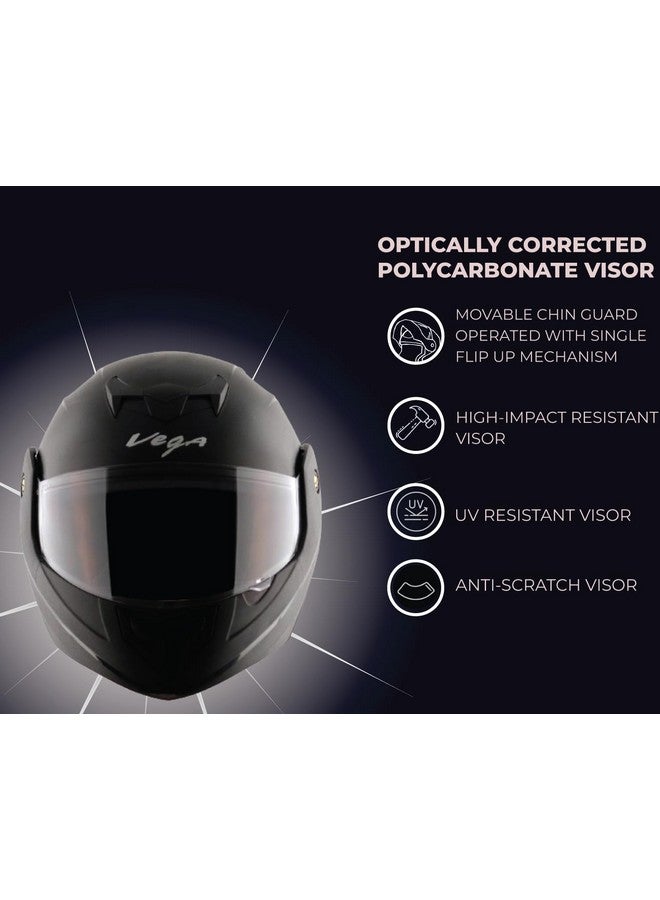Vega Crux Isi Certified Flip-Up Helmet For Men And Women With Clear Visor(Black Size:M) - Image 3