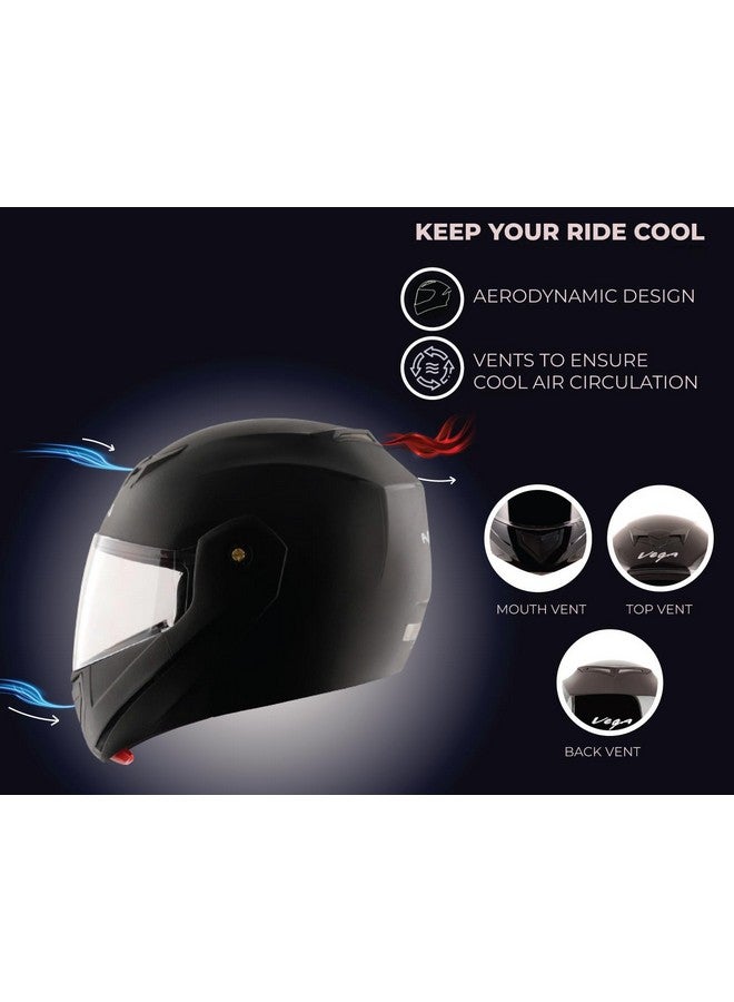 Vega Crux Isi Certified Flip-Up Helmet For Men And Women With Clear Visor(Black Size:M) - Image 5