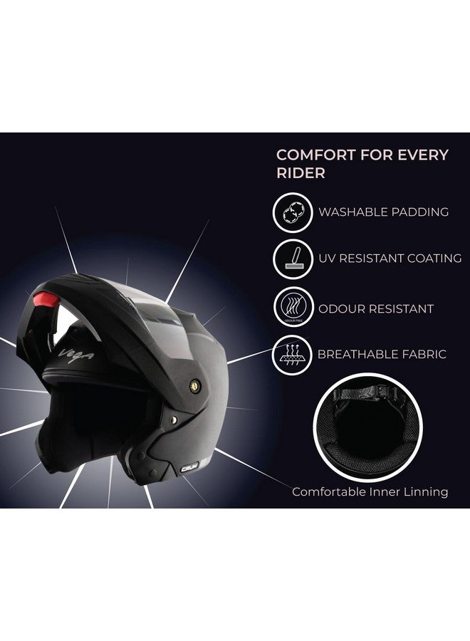 Vega Crux Isi Certified Flip-Up Helmet For Men And Women With Clear Visor(Black Size:M) - Image 4