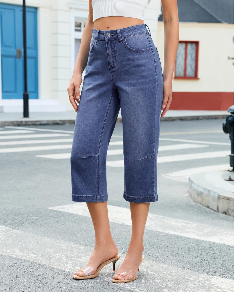 GRAPENT Mid Rise Straight Leg Jeans for Women Womens Jeans Stretchy Women's Denim Capris Capri Pants for Women Casual Summer Nashville Outfits Capri Pants Ladies Darkness Blue Size Large US 12 to 14 - Image 2