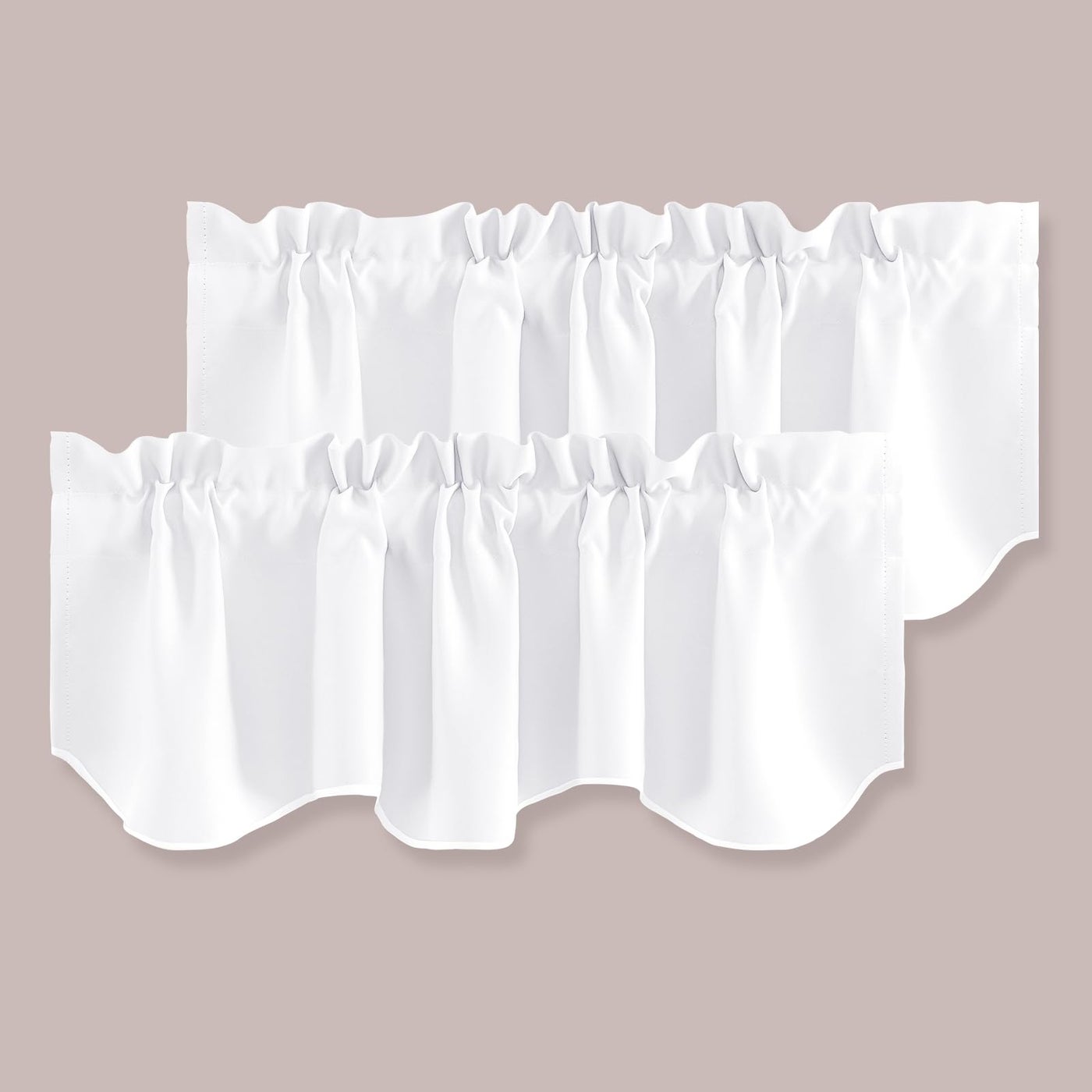 H.VERSAILTEX HVERSAILTEX 2 Panels Blackout Curtain Valances for Kitchen WindowsLiving RoomBathroom Privacy Protection Rod Pocket Decoration Scalloped Winow Valance Curtains 52 W x 18 L Pure White