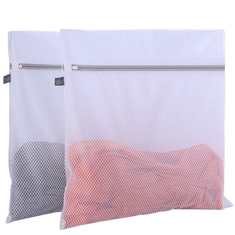 Kimmama Laundry Mesh Wash Bags, Lingerie Bags for Washing Delicates, Mesh Laundry Bags for Washing Machine, White Net, Grey Zipper, 2XXL - Image 1