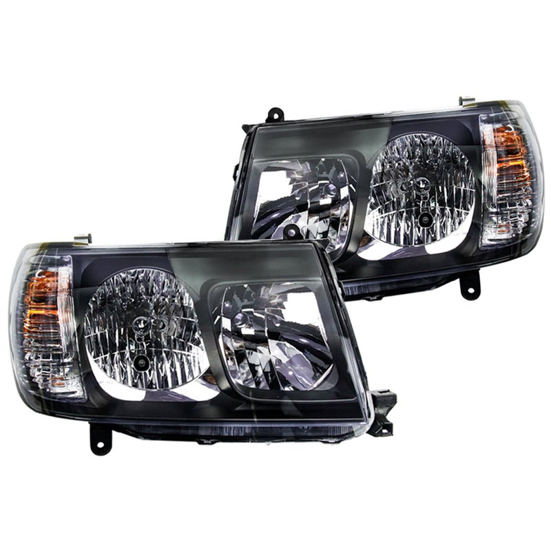 مجموعة مصابيح الهالوجين من Prefer Warehouse لسيارات تويوتا لاند كروزر FJ100 LC100 105 من 1998-2005 - مصابيح أمامية سوداء (يسار + يمين)