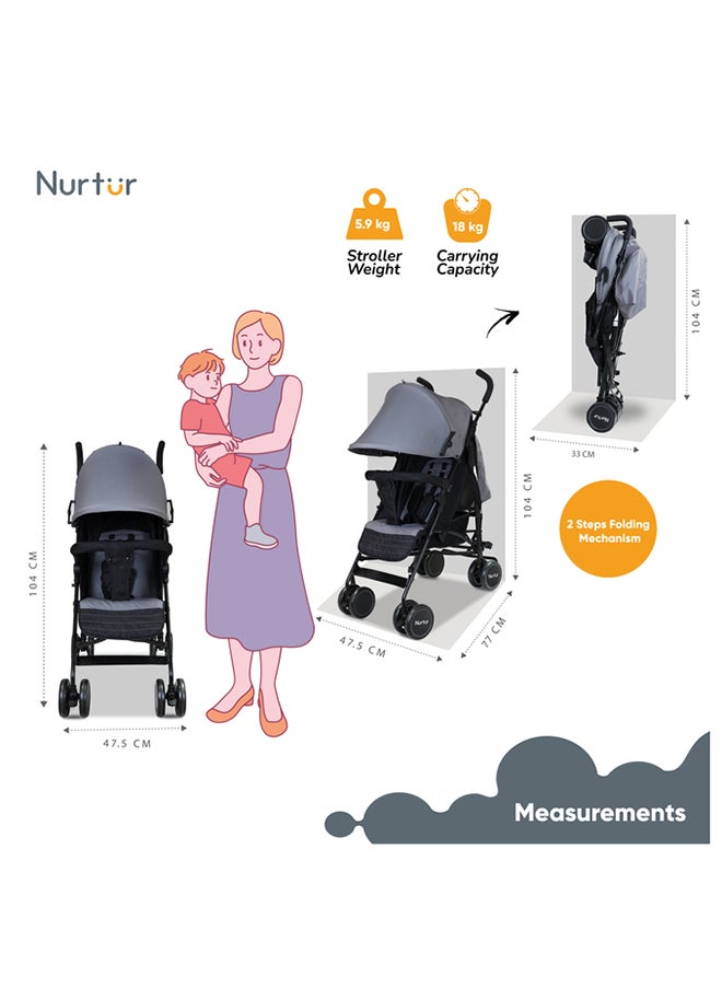 Nurtur عربة أطفال آرتشر خفيفة الوزن من 0 إلى 36 شهرًا، سلة تخزين قابلة للفصل، حزام أمان بـ 5 نقاط، تصميم مدمج  - Image 3