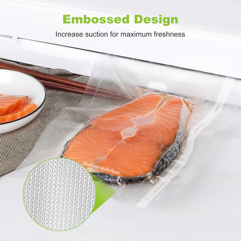 Bonsenkitchen Vacuum Sealer Bags, 8" x 50' Rolls 2 pack for Food Storage Saver, Bpa Free, Heavy Duty, Commercial Grade Textured Food Roll, Customized Size Bag for Sous Vide Cooking,VB3209 - Image 2