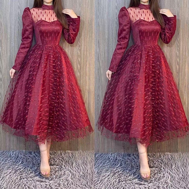 Summer New Women'S Wish Round Neck Long Sleeve Dress Dress - Image 2