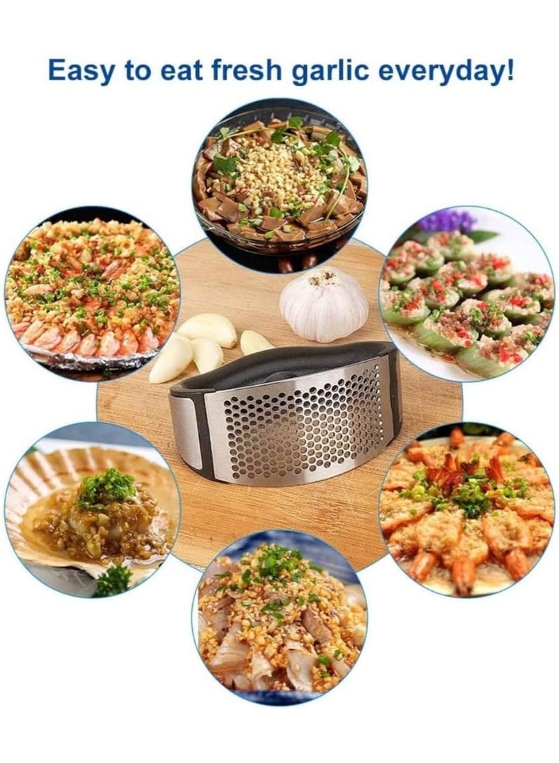 kunshao Stainless Steel Garlic Press Mincer Masher, Professional Garlic Ginger Crusher, Ergonomic Easy Clean Dishwasher Safe Kitchen Vegetable Chopper for Home Cooking Ramadan Eid Essentials - Image 5