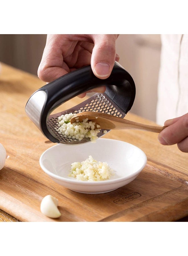 kunshao Stainless Steel Garlic Press Mincer Masher, Professional Garlic Ginger Crusher, Ergonomic Easy Clean Dishwasher Safe Kitchen Vegetable Chopper for Home Cooking Ramadan Eid Essentials - Image 2