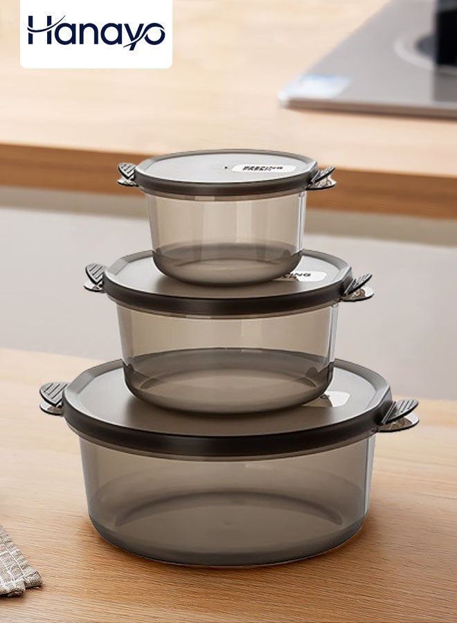 Hanayo 3 قطع حاويات تخزين الطعام مع أغطية حاويات تحضير الوجبات حاويات طعام محكمة الإغلاق لتخزين وتنظيم المطبخ صناديق الغداء آمنة في الميكروويف والفريزر (أسود) - Image 1