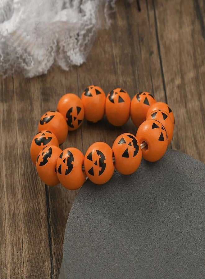 yfstyle 2024 Spider Pumpkin Halloween Bracelet for Women Men Adjustable Wood Bead Bracelet for Halloween Festival Party Jewelry Gifts-Pumpkin - Image 5