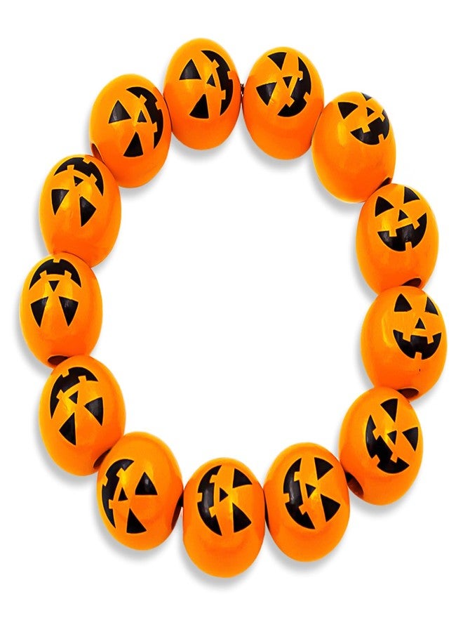 yfstyle 2024 Spider Pumpkin Halloween Bracelet for Women Men Adjustable Wood Bead Bracelet for Halloween Festival Party Jewelry Gifts-Pumpkin - Image 1