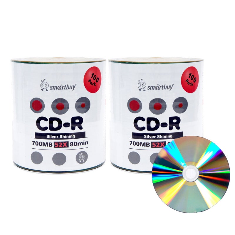 Smart Buy Shiny Silver Top CDR 200 Pack 700mb 52x Blank Recordable Discs 200 Disc 200pk