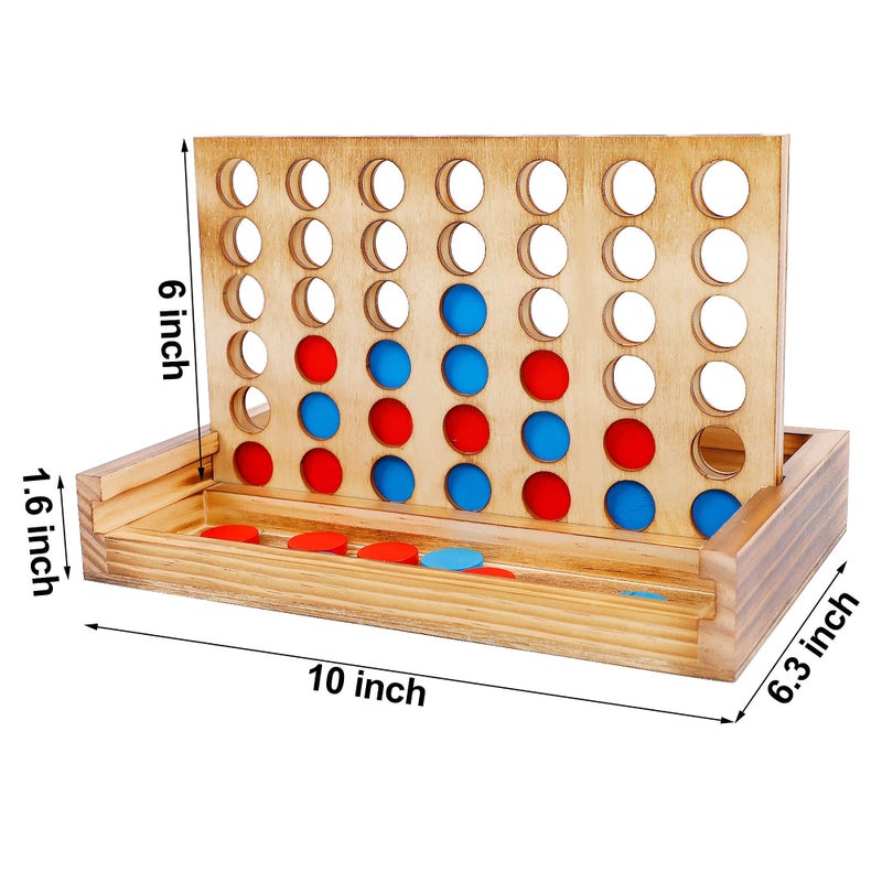Glintoper Tic Tac Toe & 4 in a Row Table Games Set - Rustic Decor Wood Strategy Board Games for Families - Image 3