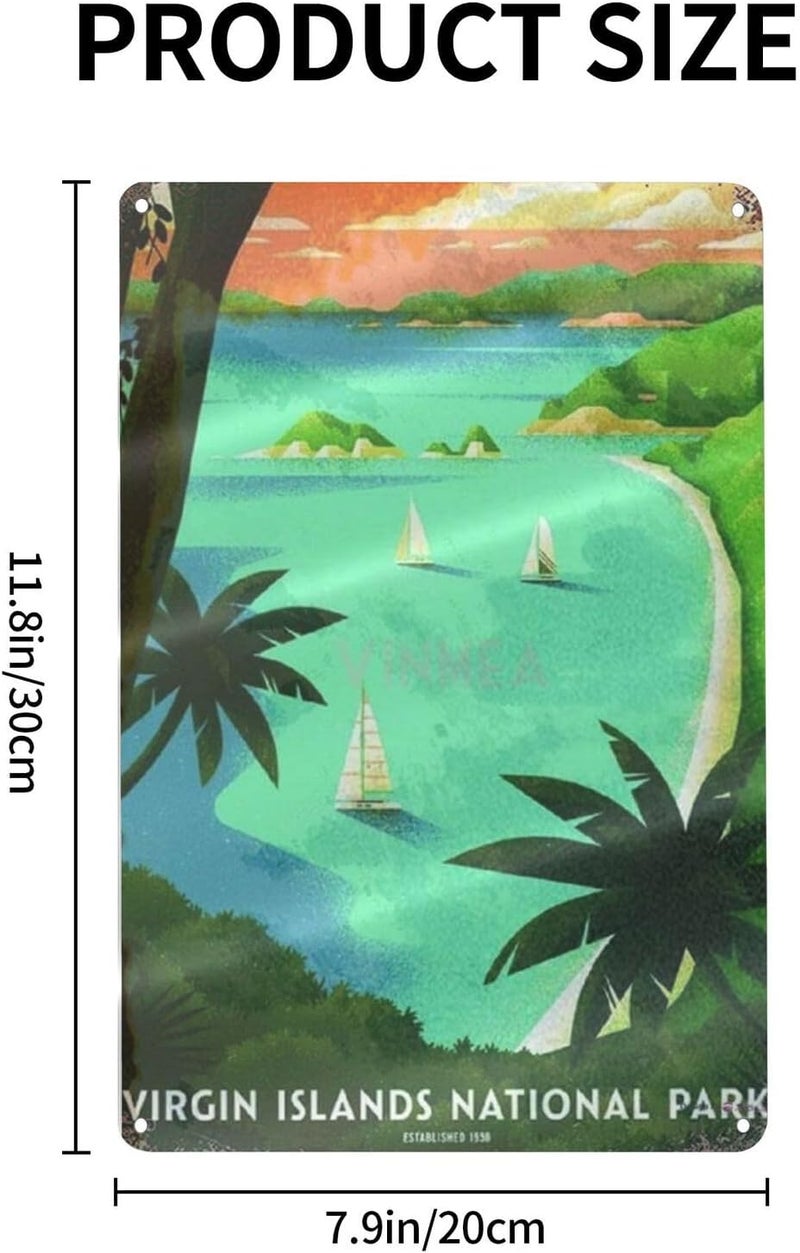 JACKGOLD Tin Sign Metal Virgin Islands National Park Vintage Retro Poster Novelty Wall Art Home Decorative 8" X 12" Sign - Image 3