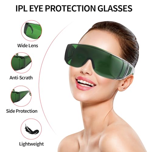 FreeMascot IPL 200nm-2000nm Laser Safety Glasses for Laser Hair Removal Treatment and Laser Cosmetology Operator Eye Protection (Green) - Image 2