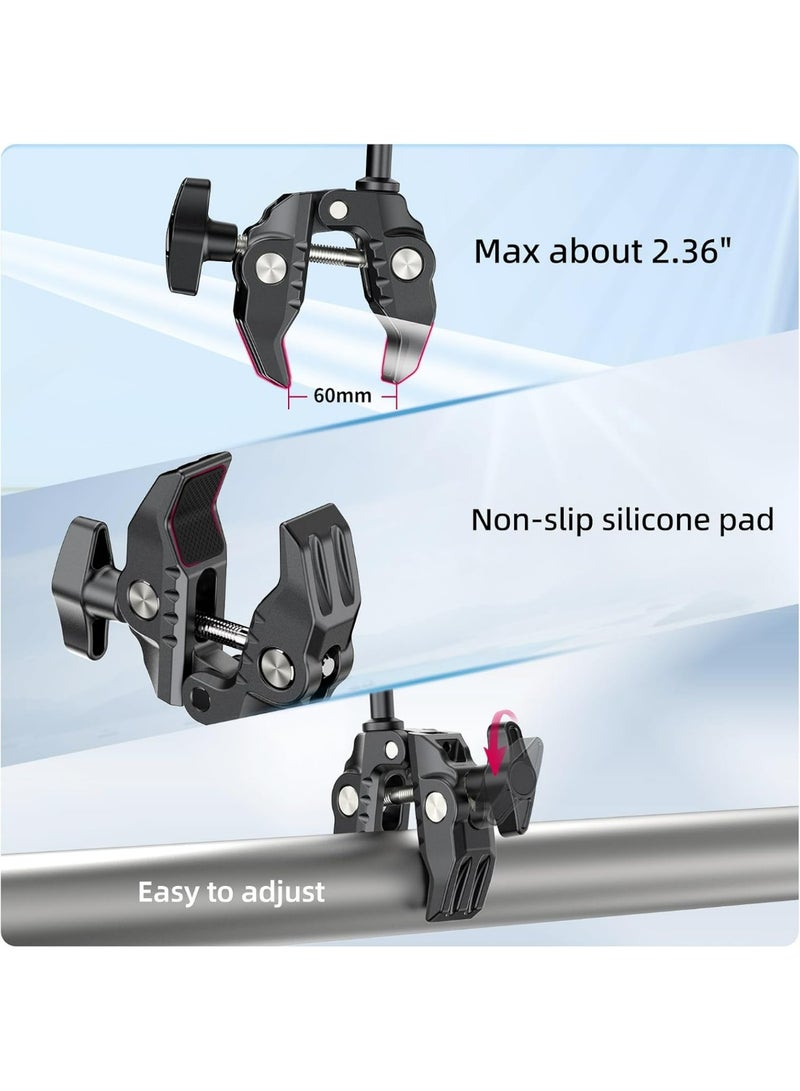 ULANZI Super Clamp Double Camera Clamp with 1/4" Adapter, CO17 Crab Plier Clip Bracket Mount Monitor Magic Arm Double Ball Head Adapter for Photo Studio Light Stand, Photo Boom Stand, Cross Bars - view 5