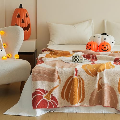 ELASAD Pumpkin Throw Blanket for Couch 50x70 Fall Halloween Blankets, Soft Cozy Reversible Textured Fleece Fluffy Blanket for Bed Sofa Autumn Home Decor - Image 4