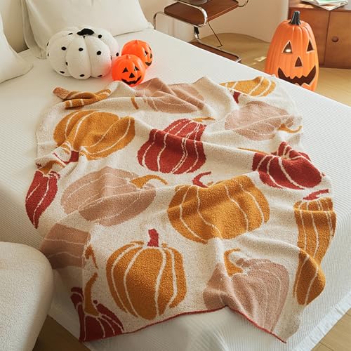 ELASAD Pumpkin Throw Blanket for Couch 50x70 Fall Halloween Blankets, Soft Cozy Reversible Textured Fleece Fluffy Blanket for Bed Sofa Autumn Home Decor - Image 2