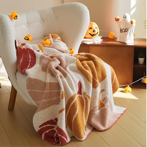 ELASAD Pumpkin Throw Blanket for Couch 50x70 Fall Halloween Blankets, Soft Cozy Reversible Textured Fleece Fluffy Blanket for Bed Sofa Autumn Home Decor - Image 5