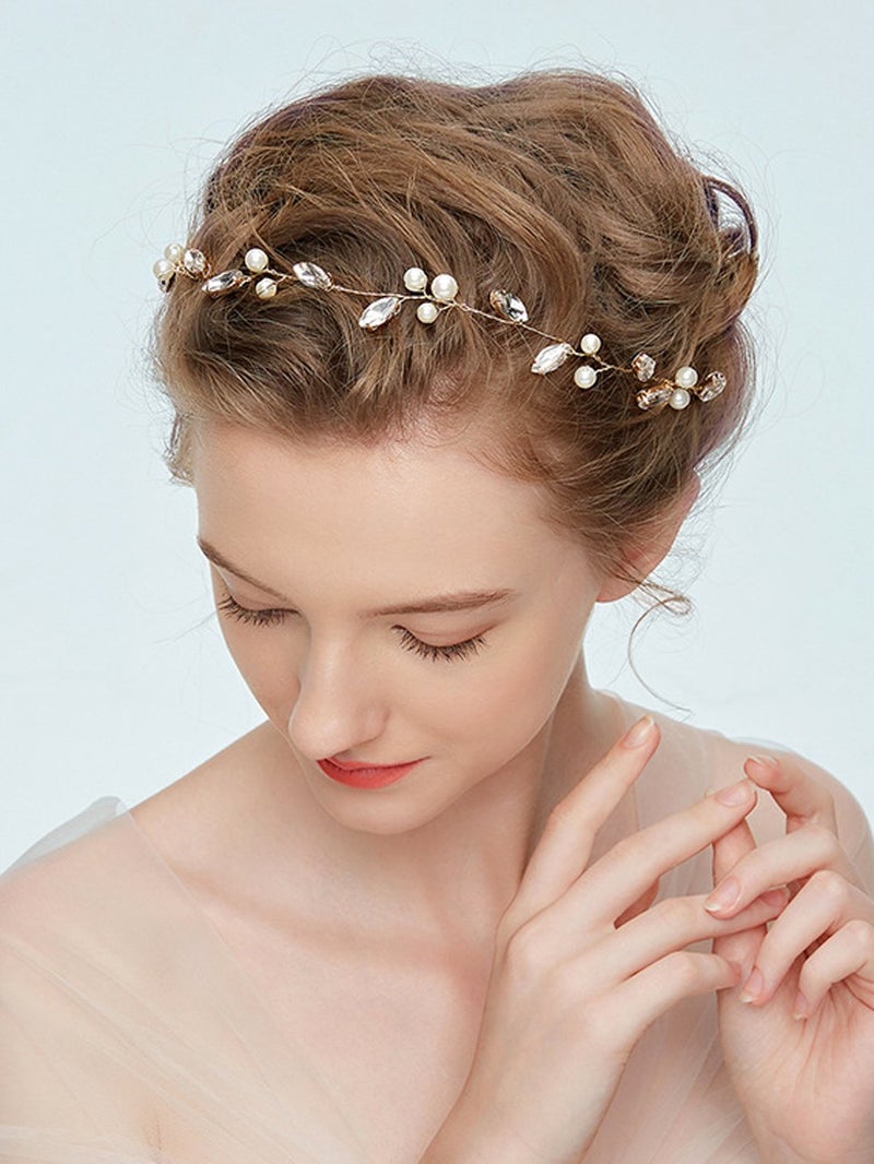 FXmimior Bridal Wedding Hair Vine Crystals Rhinestone Leaf Headband Wedding Party Evening Hair Accessories (silver) - Image 5