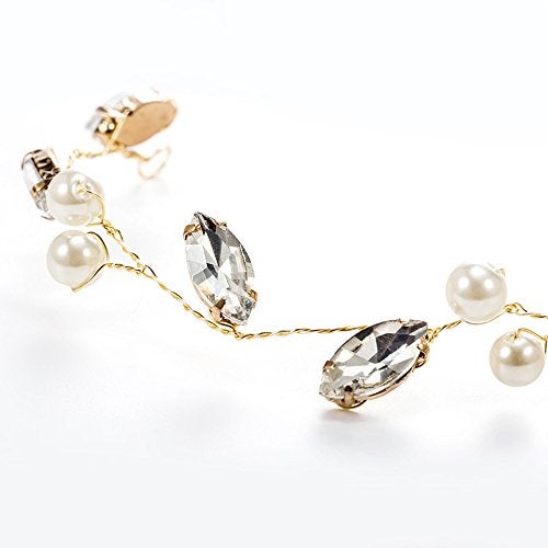 FXmimior Bridal Wedding Hair Vine Crystals Rhinestone Leaf Headband Wedding Party Evening Hair Accessories (silver) - Image 4