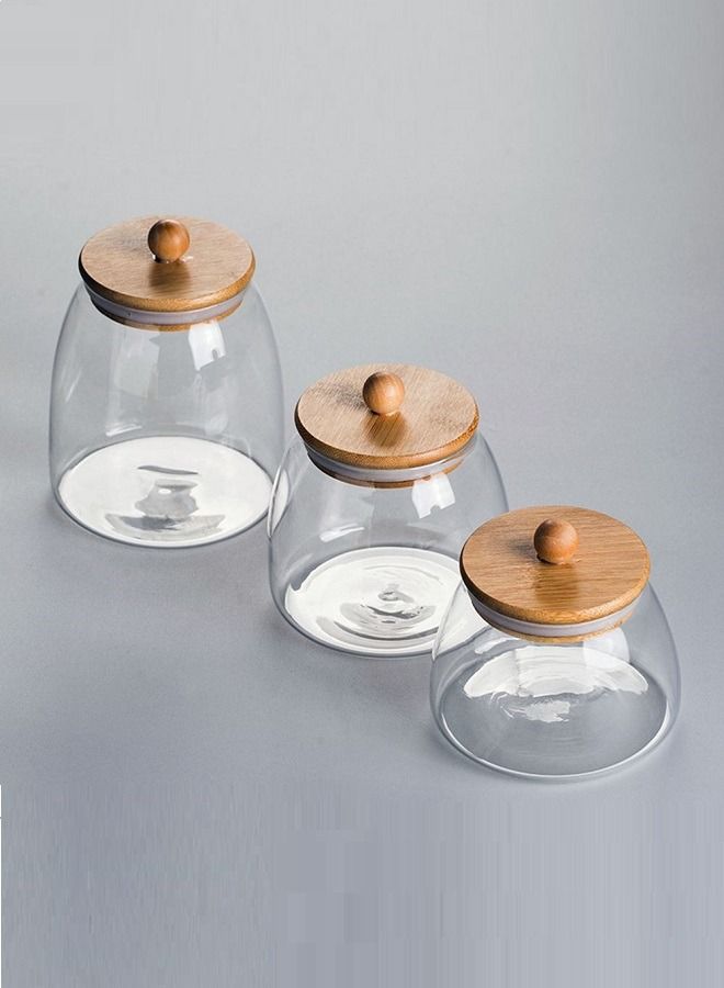 Glass Jar with Airtight Bamboo Lid Coffee Bean Jar Container Storage for Kitchen Storage Candy Bottle 400mL  - Image 2