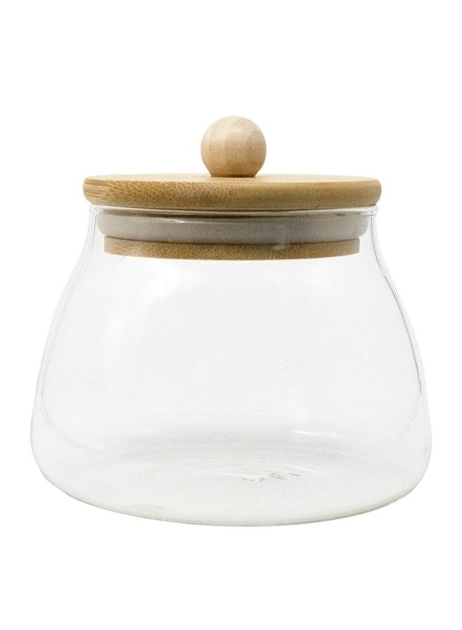 Glass Jar with Airtight Bamboo Lid Coffee Bean Jar Container Storage for Kitchen Storage Candy Bottle 400mL  - Image 1