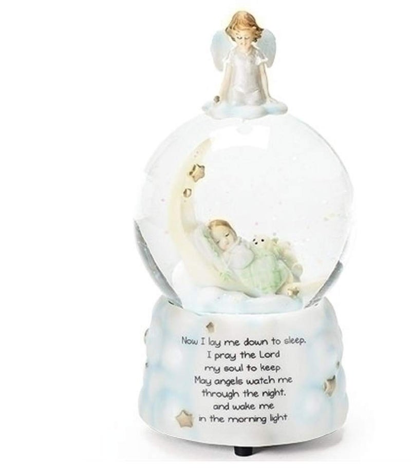 Roman 75 Childrens Bedtime Prayer Musical Glitterdome  100mm Snow Globe for Baptism Christian Nursery Decor