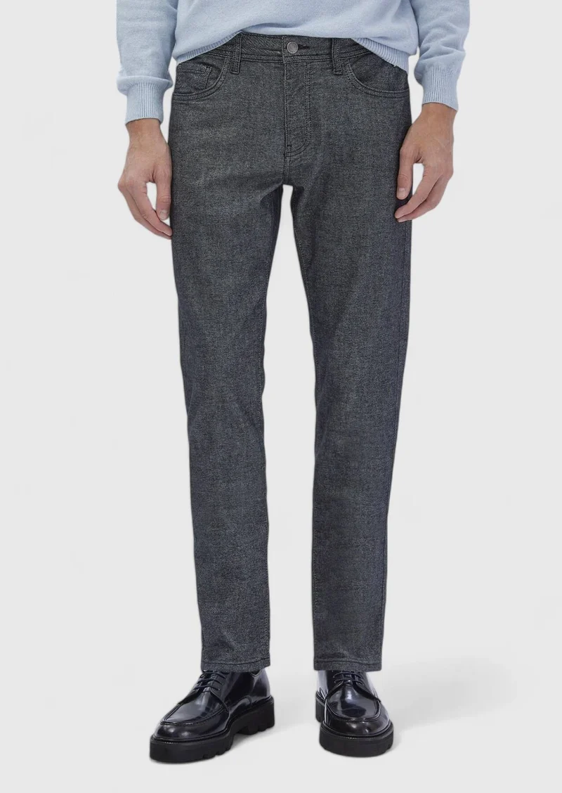 RAMSEY Hard Coal Weaving Slim Fit Casual Cotton Blended Trousers