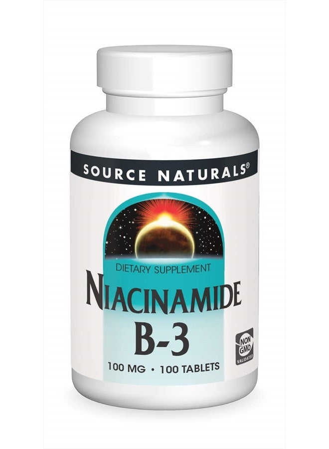 Source Naturals مكمل غذائي نياسيناميد ب-3، 100 ملغ - 100 قرص - Image 1