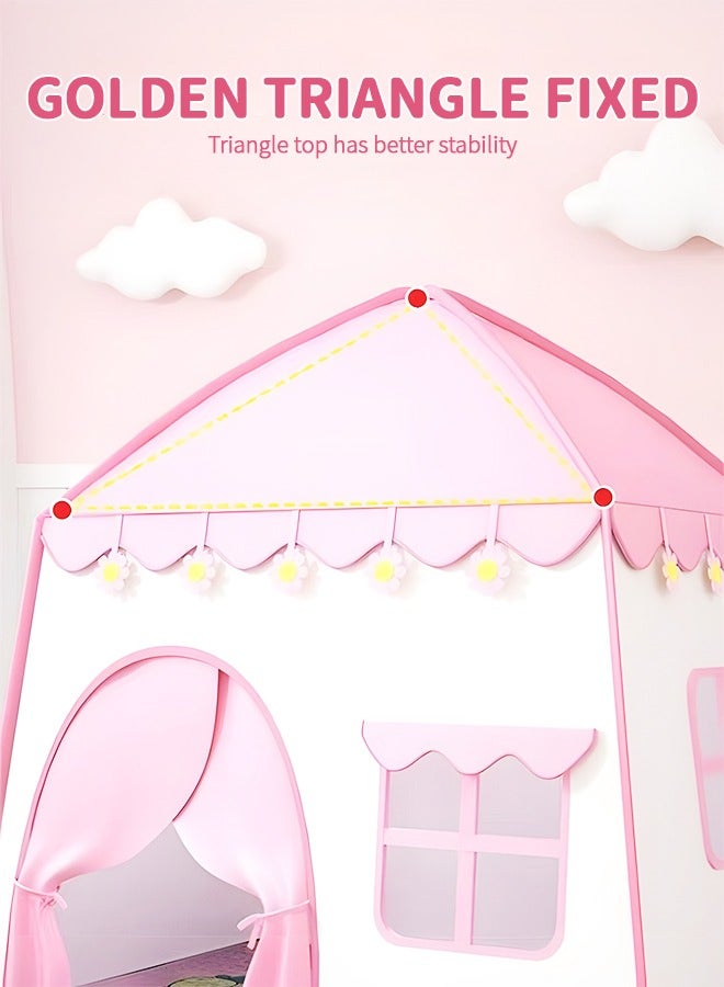 GROIC Kids Play Tent Playhouse with Star Lights, Large Fairy Playhouse with Star Lights Fairy Play House Indoor and Outdoor Toddler Tent, Easy Setup Gift for Children 51"x 39"x 51", Pink - Image 3