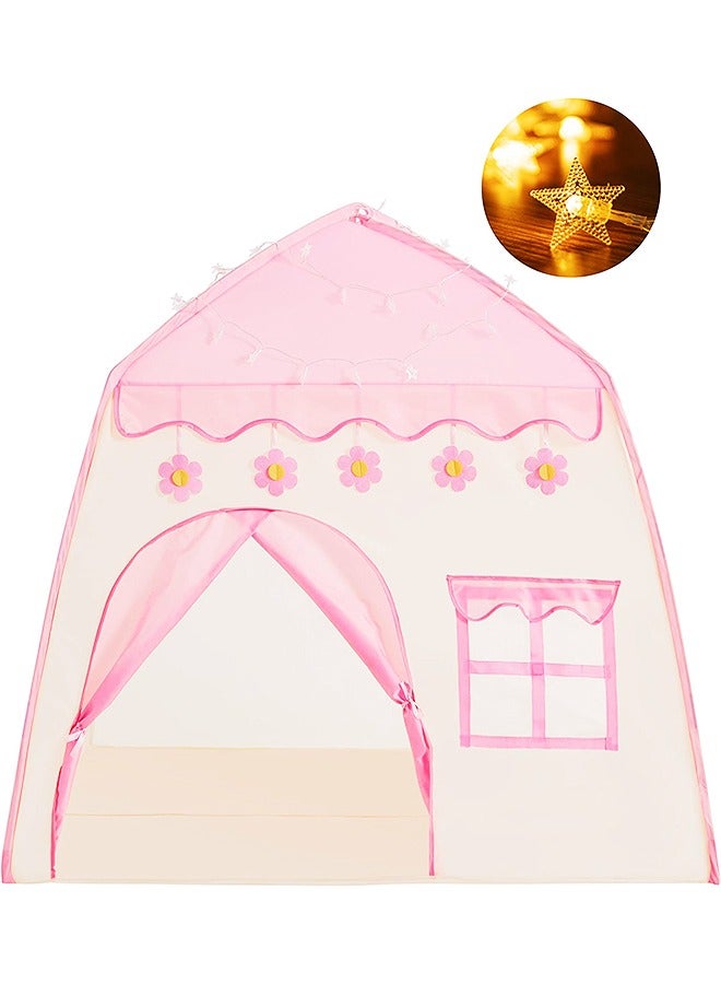 GROIC Kids Play Tent Playhouse with Star Lights, Large Fairy Playhouse with Star Lights Fairy Play House Indoor and Outdoor Toddler Tent, Easy Setup Gift for Children 51"x 39"x 51", Pink - Image 2