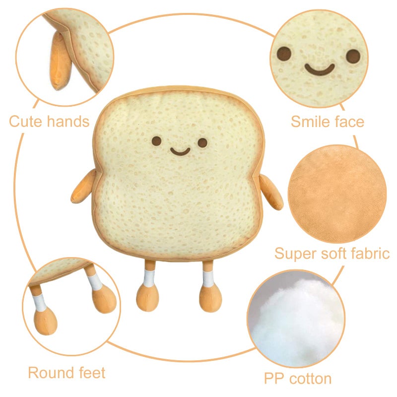 VHYHCY Toast Bread Pillow Funny Food Plush Toy Pillows Small Cute Stuffed Plush Toast Sofa Pillow (Toast Bread,Golden) - Image 5