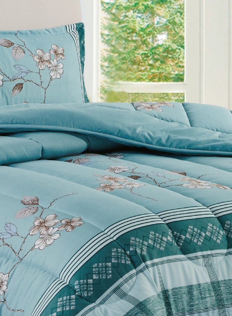 Moon Bed In A Bag Medium Filling King Size Comforter Set, 10 Pcs Floral Bedding Set Size 220 X 240 Cm with Comforter, Quilted Bed Skirt, Pillowcases, Cushion & Bedroom Slipper, Multicolor  - Image 4