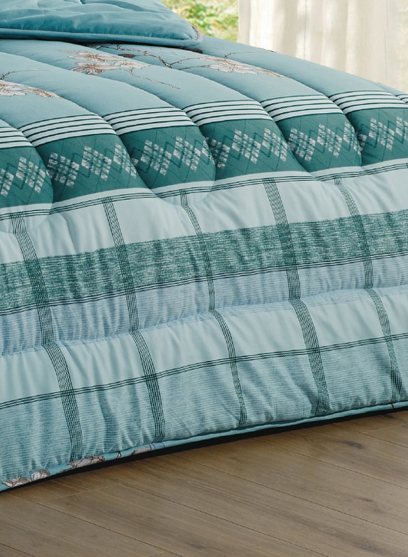 Moon Bed In A Bag Medium Filling King Size Comforter Set, 10 Pcs Floral Bedding Set Size 220 X 240 Cm with Comforter, Quilted Bed Skirt, Pillowcases, Cushion & Bedroom Slipper, Multicolor  - Image 5