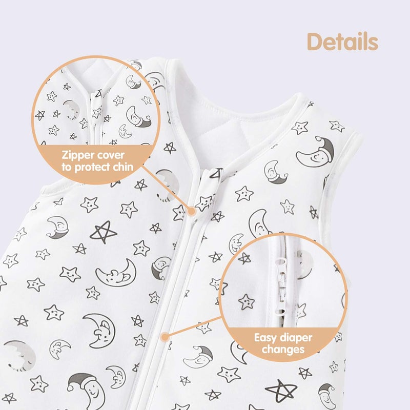 Mosebears كيس نوم للأطفال من Mosebears، بطانية يمكن ارتداؤها في الشتاء مع سحاب ثنائي الاتجاه، كيس نوم قطني 2.5 TOG للجنسين (نجمة بيضاء 6-12 شهرًا) - Image 5