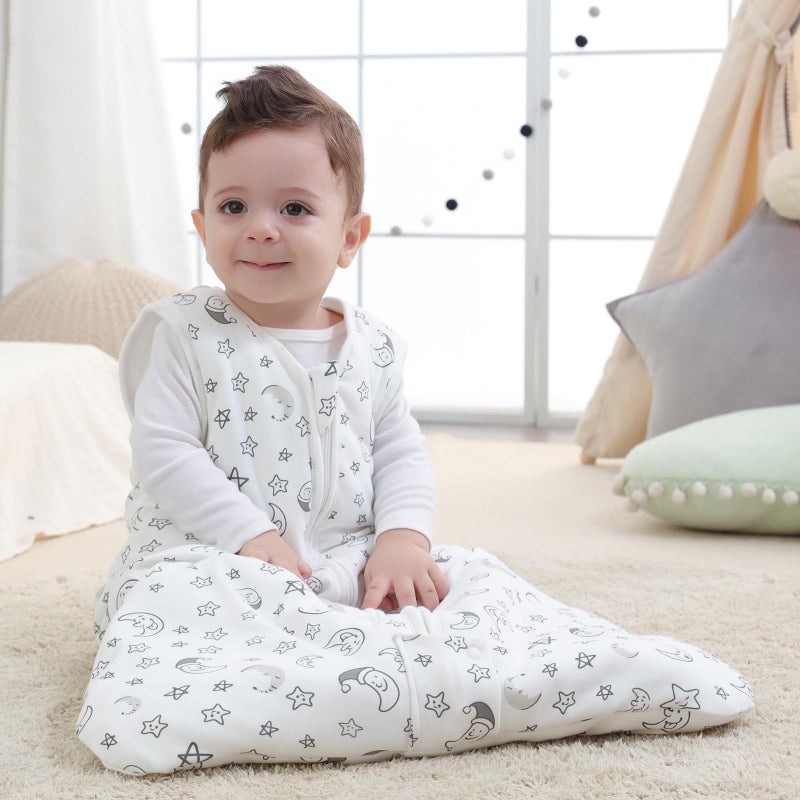 Mosebears كيس نوم للأطفال من Mosebears، بطانية يمكن ارتداؤها في الشتاء مع سحاب ثنائي الاتجاه، كيس نوم قطني 2.5 TOG للجنسين (نجمة بيضاء 6-12 شهرًا) - Image 3