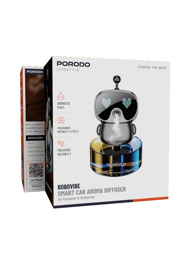 بورودو روبوفايب، معطر جو ذكي للسيارة مع 4 مستويات لكثافة العطر وبكسل متحرك / معطر جو ومزيل للروائح / سعة خزان الزيت 50 مل / عطر عالي الجودة / ينعش على الفور - رمادي - Image 2
