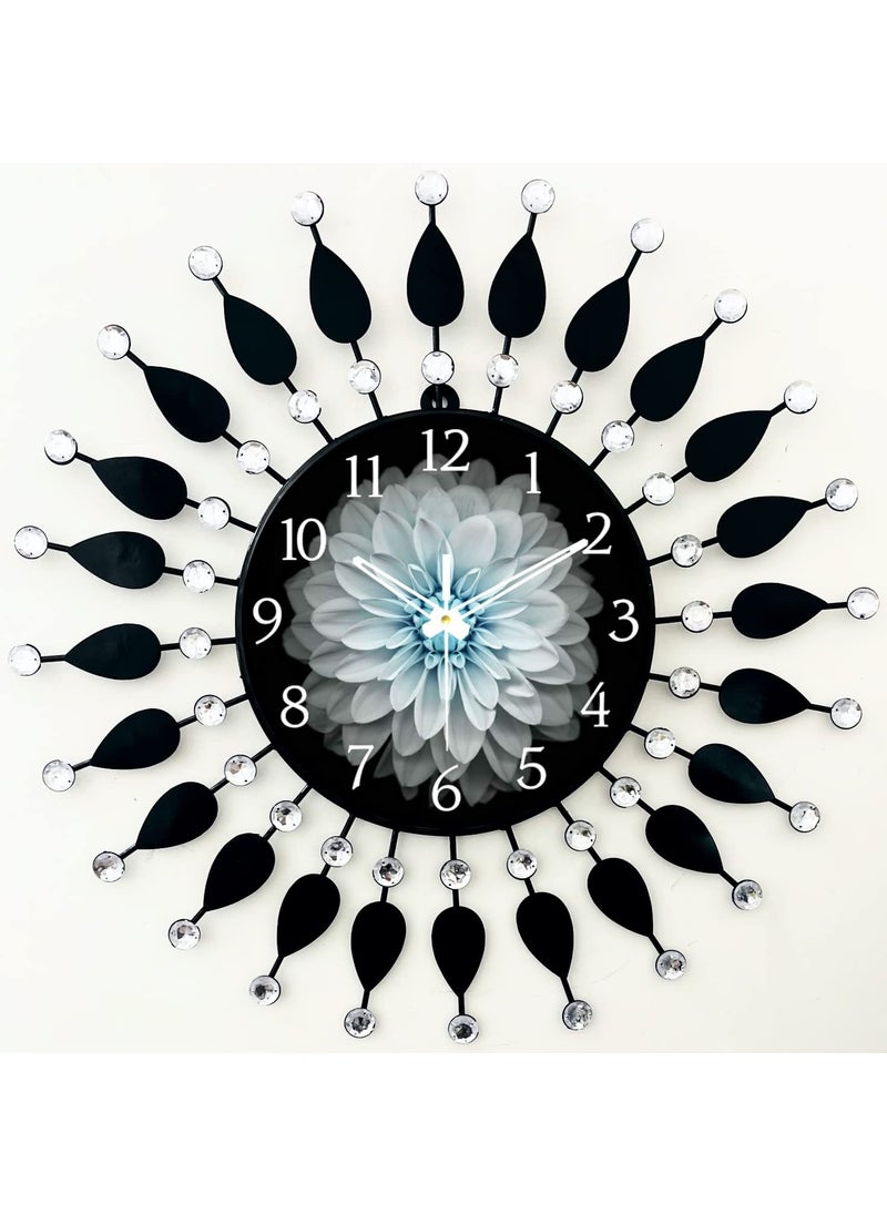 Generic - Nautical King Wall Clock for Home Stylish 20 inch dial 10 inch Black Colour Beautiful Flower Modern Antique Style Art Unique Office Decor Iron Metal Glass (Gray Dial) - Image 1
