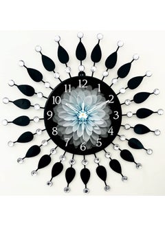 Nautical King Wall Clock for Home Stylish 20 inch dial 10 inch Black Colour Beautiful Flower Modern Antique Style Art Unique Office Decor Iron Metal Glass (Gray Dial)