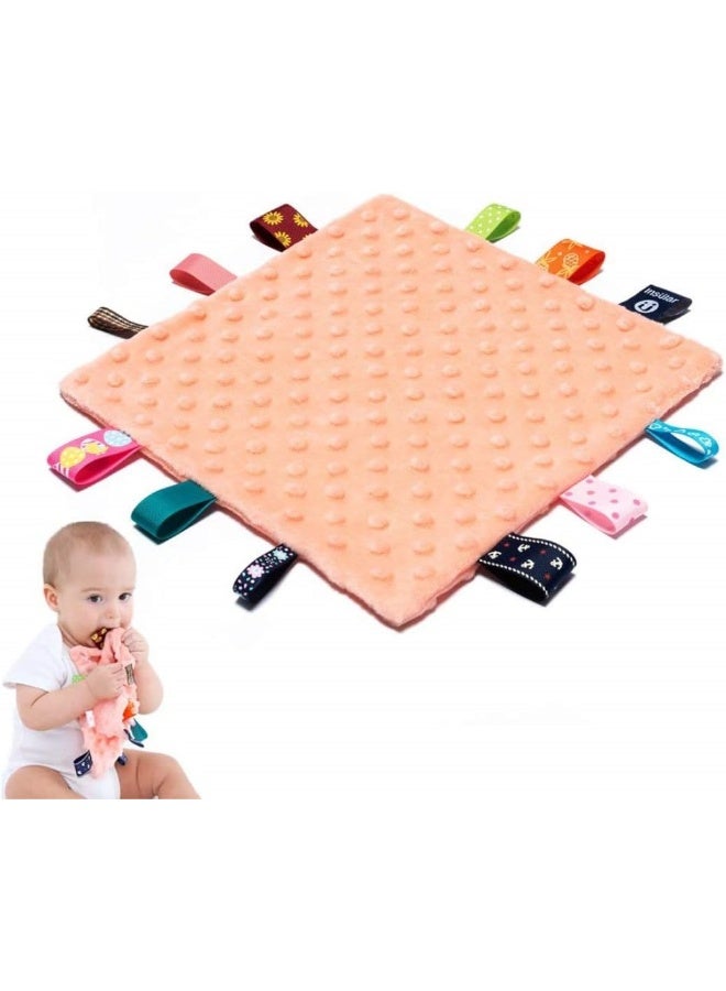 Mumoo Bear Mumoo Bear Baby Tag Security Blanket Soft Touch Plush Blanket with Colorful Tags Infant Appease Blanket with Ribbon Tag 10 x 10 inches Square Blanket 5-pack  - Image 2