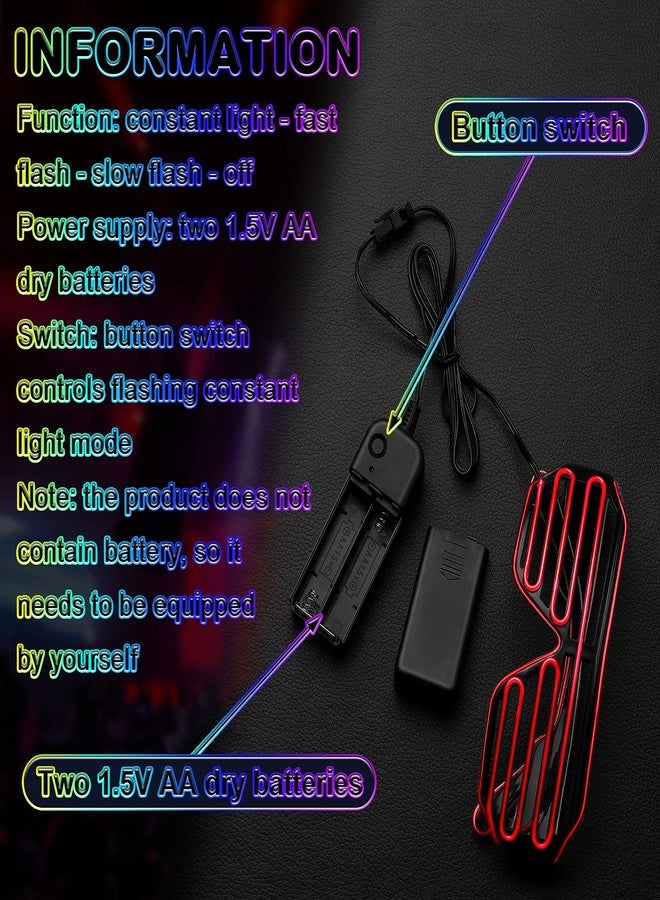 TOODOO 4 Pairs Shutter Wire Neon Rave Glasses Light up Led Glasses Flashing Sunglasses Glow in The Dark Costume Party Favors for Women Men 80s Party Nightclubs Concert Masquerade Cosplay - Image 3