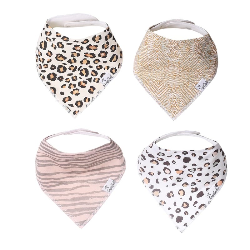 Copper Pearl Copper Pearl 4 Pack Soft Cotton Baby Bibs for Drooling and Teething Absorbent Drool Bibs for Baby Girl and Boy Adjustable to Fit Newborns to Toddlers Tons of Styles Zara