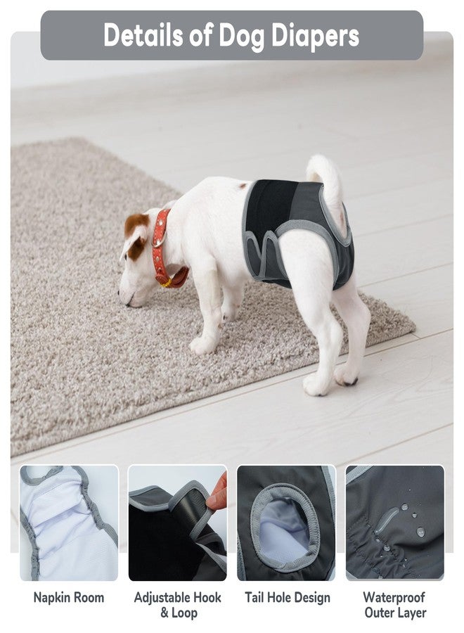 بوماي بوريتي حفاضات بوميبوريتي للكلاب الإناث، سراويل صحية قابلة للغسل، حفاضات دورة شهرية قابلة لإعادة الاستخدام للكلاب لعلاج سلس البول مع شريط لاصق قابل للتعديل، مقاس صغير جدًا، رمادي - Image 2